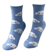 Skarpetki damskie - Skarpetki Bawełniane Błękitne Długie Cinnamoroll Damskie Kitty 36-40 - miniaturka - grafika 1