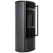 Piece wolnostojące - Piec stalowy ERIK fi 150 5,5 kW ceramika GRAFITE SATIN czarny domykanie - miniaturka - grafika 1