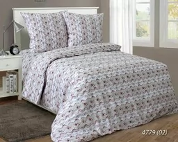 Luxury Pościel bawełniana 160x200 4779/2 Bordiura kwiaty kokardy beżowa biała bordowa 01 - Pościel - miniaturka - grafika 1
