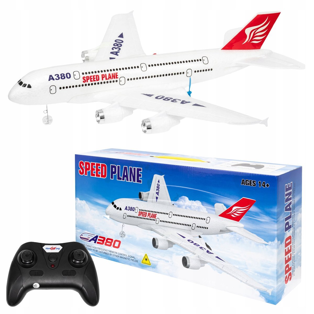 Szybowiec Zdalnie Sterowany Samolot 2 Silniki Diody Led Zwinny + Pilot