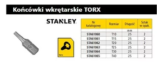 Stanley Końcówki wkrętarskie - torx t20/25 (2szt.) STA61062 - Wkrętarki - miniaturka - grafika 1