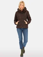 Kurtki damskie - Kurtka damska pikowana z misiem w kapturze S Czekoladowy - miniaturka - grafika 1