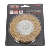 Akcesoria do elektronarzędzi - FASTER TOOLS Szczotka tarczowa trzpień - mosiądzowana 100 mm - miniaturka - grafika 1