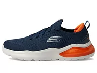 Trampki męskie - Skechers Męskie trampki NVOR 232561, granatowe dziergane/syntetyczne/pomarańczowe wykończenie, 8 UK - miniaturka - grafika 1
