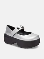 Baleriny - Crocs Baleriny "Stomp Metallic Jane" w kolorze srebrno-czarnym - miniaturka - grafika 1