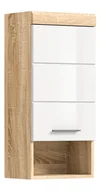 Szafki łazienkowe - Lambada szafka łazienkowa montowany na ścianie 1 drzwi, 1 półka wysoki połysk biały,dąbReplika . - miniaturka - grafika 1