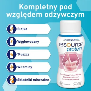 Resource Protein smak truskawkowy, 4 x 200 ml - Żywienie medyczne - miniaturka - grafika 2