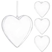 Bombki - Bombki akrylowe 7cm serce plastikowe decoupage zestaw 4 szt. - miniaturka - grafika 1