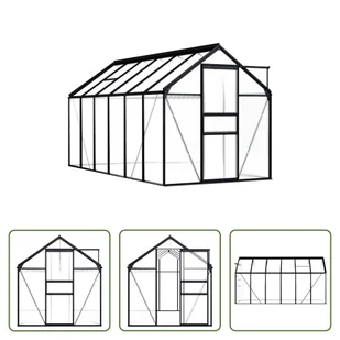 The Living Store Szklarnia Antracyt Aluminium 7,03 m² - Szklarnie ogrodowe - miniaturka - grafika 1