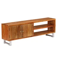 Szafki RTV - vidaXL Szafka TV ze żłobionymi drzwiami, lite drewno, 140 x 30 x 40 cm vidaXL - miniaturka - grafika 1