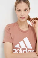 Koszulki sportowe damskie - adidas t-shirt bawełniany kolor pomarańczowy - miniaturka - grafika 1