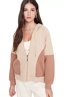 Bluzy damskie - Trendyol Damska bluza z klapą i kołnierzem w kolorowe bloki, BEŻOWY, L - miniaturka - grafika 1