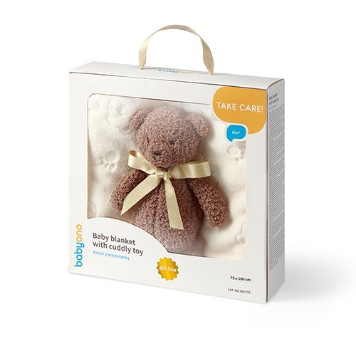 Zestaw prezentowy dla noworodka Kocyk z maskotką 2w1 Babyono Baby Shower 0m+