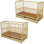 Łóżeczka i kojce - 2w1 łóżeczko dostawne Andrzej szuflada Sosna 120x60(67) wysoka jakość - miniaturka - grafika 1