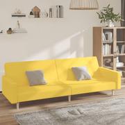 Sofy i kanapy - shumee shumee 2 osobowa kanapa żółta tapicerowana tkaniną - miniaturka - grafika 1