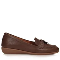 Półbuty damskie - Eleganckie brązowe mokasyny na koturnie Toscanio - 40 - miniaturka - grafika 1