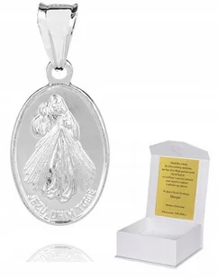 Srebrny Medalik Katolicki JEZUS MIŁOSIERNY M42 - Wisiorki - miniaturka - grafika 1