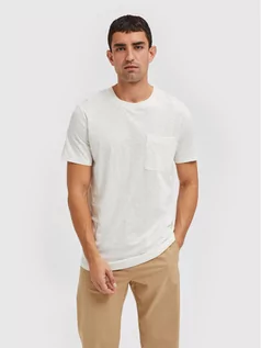 Koszulki męskie - Selected Homme T-Shirt Rockford 16083432 Biały Regular Fit - grafika 1
