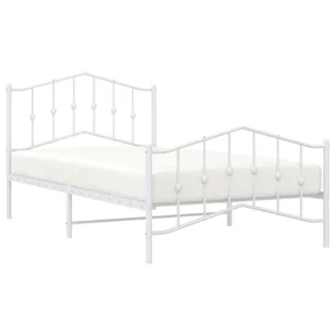 Metalowa rama łóżka z wezgłowiem i zanóżkiem, biała, 100x200 cm Lumarko! - Łóżka - miniaturka - grafika 4
