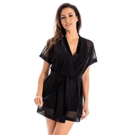 Bielizna nocna - Szlafrok damski z siateczki Mona czarny, Teyli - miniaturka - grafika 1