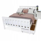 Łóżka - Łóżko drewniane sosnowe Iza 120x200 białe Stelaż - miniaturka - grafika 1