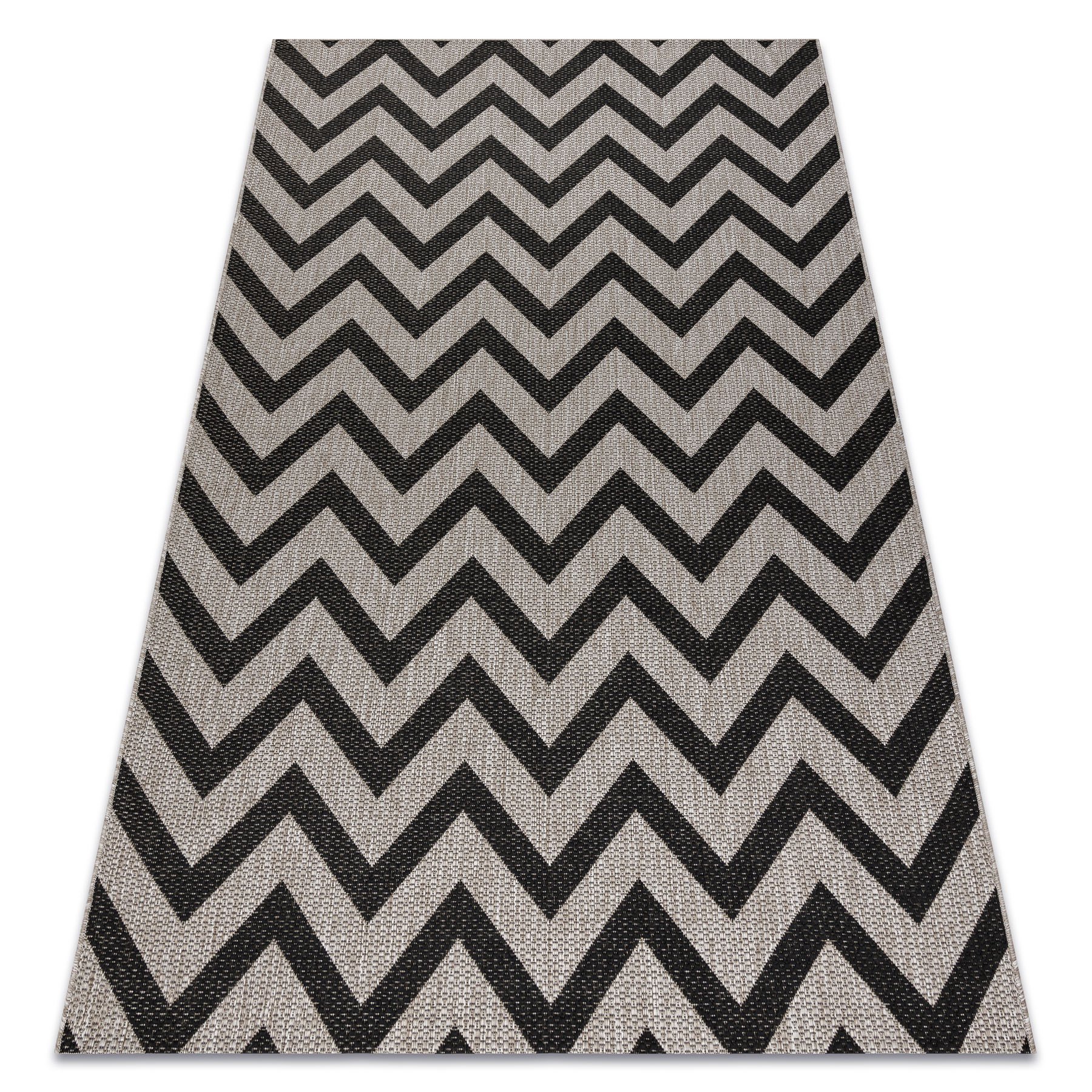 DYWAN SZNURKOWY SIZAL FLOORLUX 20340 silver / black ZYGZAK szary 160x230 cm