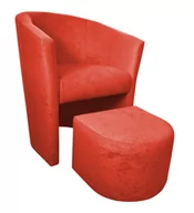 Fotele - ATOS Fotel Club z podnóżkiem Mikrofaza 7 Czerwono pomarańczowy - miniaturka - grafika 1