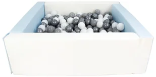 Kwadratowy suchy basen z ekoskóry z 300 piłeczkami (biały, niebieski (pastel)/biały, szary, srebrny) - Suche baseny - miniaturka - grafika 1