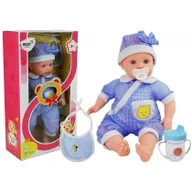 Lalki dla dziewczynek - Import LEANToys Lalka Bobas 45 cm Niebieskie Ubranie - miniaturka - grafika 1