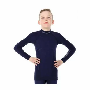 Bluza chłopięca Brubeck z Wełną Merino Active Wool Granatowy - Bielizna sportowa damska - miniaturka - grafika 1