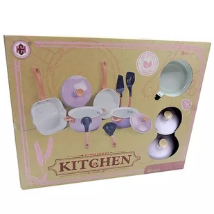 Zestaw kuchenny z garnkami i patelniami - różowy - Zabawy w naśladowanie dorosłych - miniaturka - grafika 1