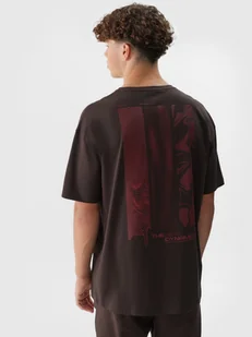 Męski t-shirt z nadrukiem 4F 4FWAW24TTSHM1654 - brązowy - Koszulki sportowe męskie - miniaturka - grafika 1