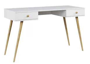 Elior Białe biurko do toaletki z 2 szufladami F0-N37 - Biurka Elior Białe biurko do toaletki z 2 szufladami F0-N37 - Biurka - miniaturka - grafika 1