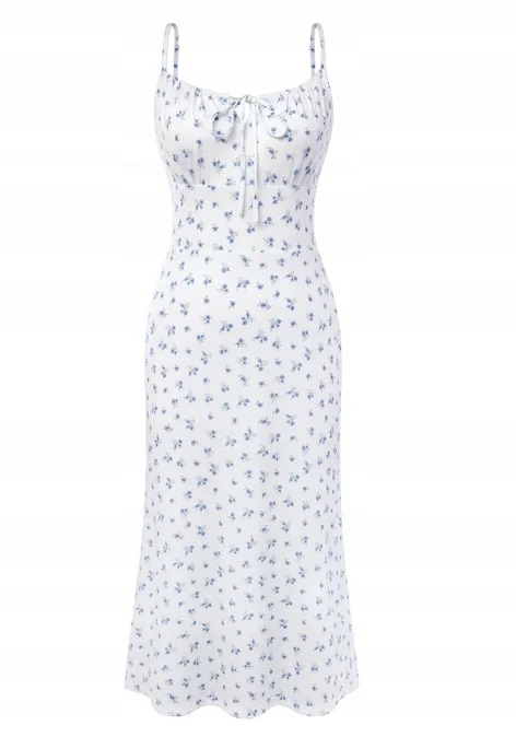 SUKIENKA DAMSKA W STYLU VINTAGE BIAŁA W KWIATY ROZMIAR 2XL
