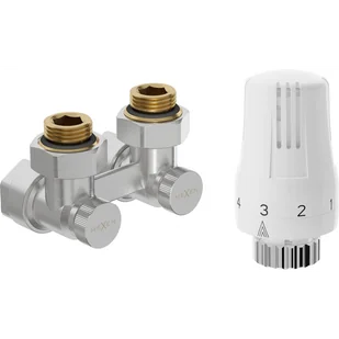 Mexen G01 zestaw termostatyczny dwururowy DN50, kątowy 1/2"x16 mm, nikiel - W911-016-918-01 - Zawory i kraniki - miniaturka - grafika 1