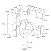 Meble kuchenne - Vicco Kuchnia narożna R-Line, Niebiesko-szary/biały, 247 x 46 cm bez blatu roboczego - miniaturka - grafika 1