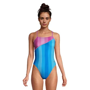Speedo Damski strój kąpielowy jednoczęściowy Endurance Turnz nadruk z tyłu NIEBIESKI 32 - Stroje kąpielowe - miniaturka - grafika 1