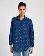 Koszule damskie - KOSZULA DAMSKA LEE 112355126 SHIRRED BLOUSE DOTTED INDIGO XL - miniaturka - grafika 1