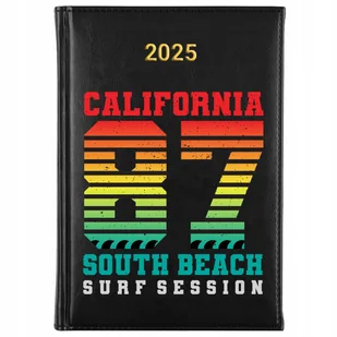 KALENDARZ 2025 Planer Książkowy CZARNY Roczny California South Beach Wzory - Kalendarze - miniaturka - grafika 1