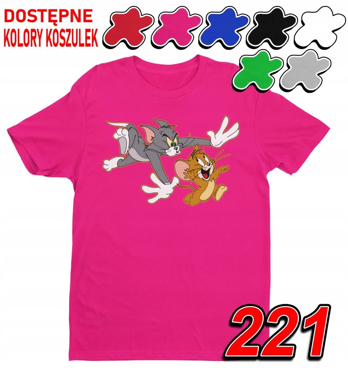 Dziecięca Koszulka T-Shirt Z Nadrukiem Rom Jerry Kot Myszka -M 134-140