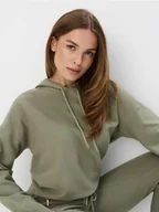 Bluzy damskie - Mohito - Dzianinowa zielona bluza z kapturem - oliwkowy - miniaturka - grafika 1