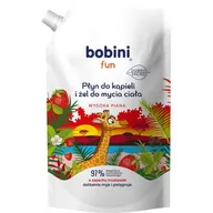 Kosmetyki kąpielowe dla dzieci - BOBINI Fun Płyn do kąpieli i żel do mycia - o zapachu truskawek - Wysoka piana REFILL 500 ml - miniaturka - grafika 1