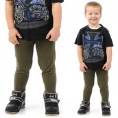 Legginsy - Getry chłopięce Długie legginsy Spodnie Khaki 98 - miniaturka - grafika 1