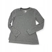 Bluzki damskie - Bluzka damska z długim rękawem szara Adidas L - miniaturka - grafika 1