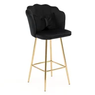 Taborety i hokery - Hoker DC-B6091 muszelka Glamour Welur Czarny #66 Złote nogi - miniaturka - grafika 1