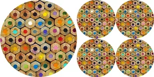 Zestaw podkładek na stół okrągłych 1+4 - CRAYONS - Obrusy i serwetki - miniaturka - grafika 1