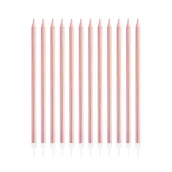 Dekoracje i nakrycia stołu na imprezę - Świeczki urodzinowe rose gold wysokie 12 sztuk - miniaturka - grafika 1