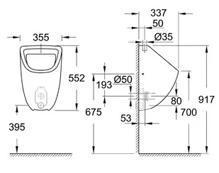 GROHE 39439000 Bau Ceramic Urinal Top-inlet - Pisuary - miniaturka - grafika 1