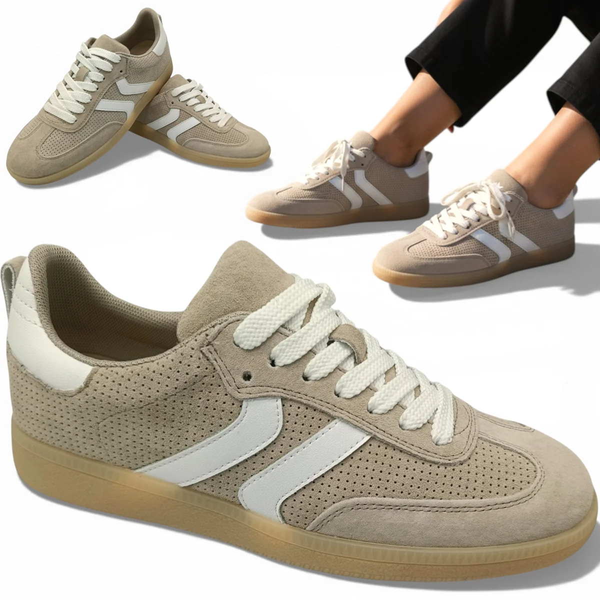Sneakersy Damskie SKÓRZANE Wygodne Półbuty Beżowe Wiosenne Vinceza 41