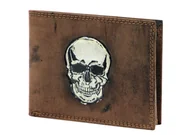 Portfele - Portfel Męski Skórzany Polska Galanteria (PL) Skóra Licowa Duży Poziomy IN-1102 ,,CZASZKA,, BRĄZOWY/CIEMNY 12 x 9,5 x 2 [cm] - miniaturka - grafika 1